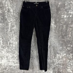 Garnet Hill Peitte Size 0P Corduroy Organic Cotton Jeans Black Minimalist Button